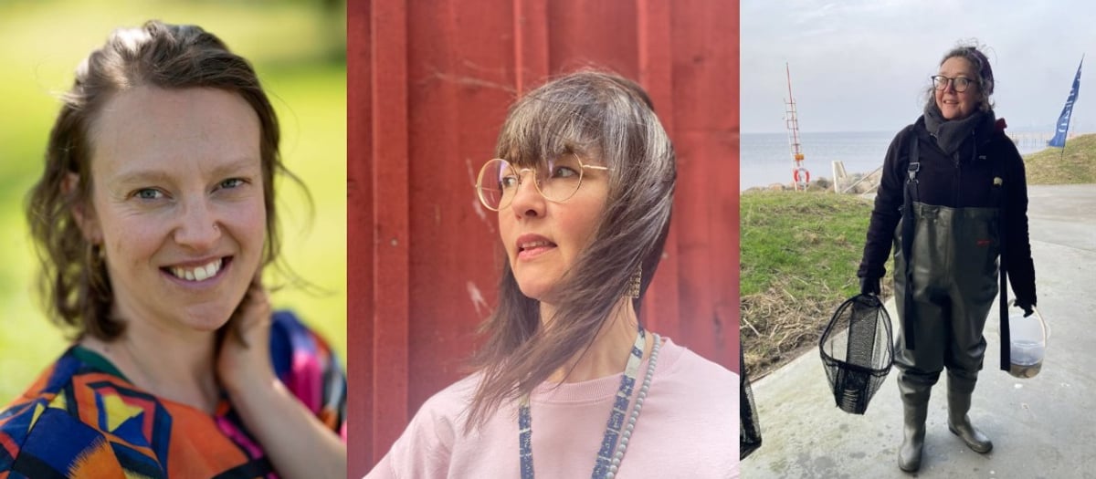 Tre porträttbilder på rad: Emelia, Pia och Eileen.