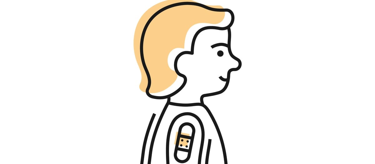 Illustration som föreställer ett barn med ett plåster på armen