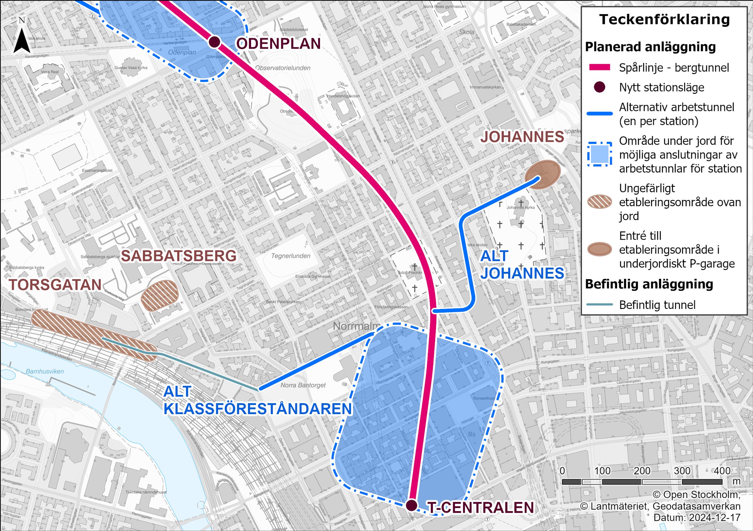 Karta över etableringsområden vid T-Centralen