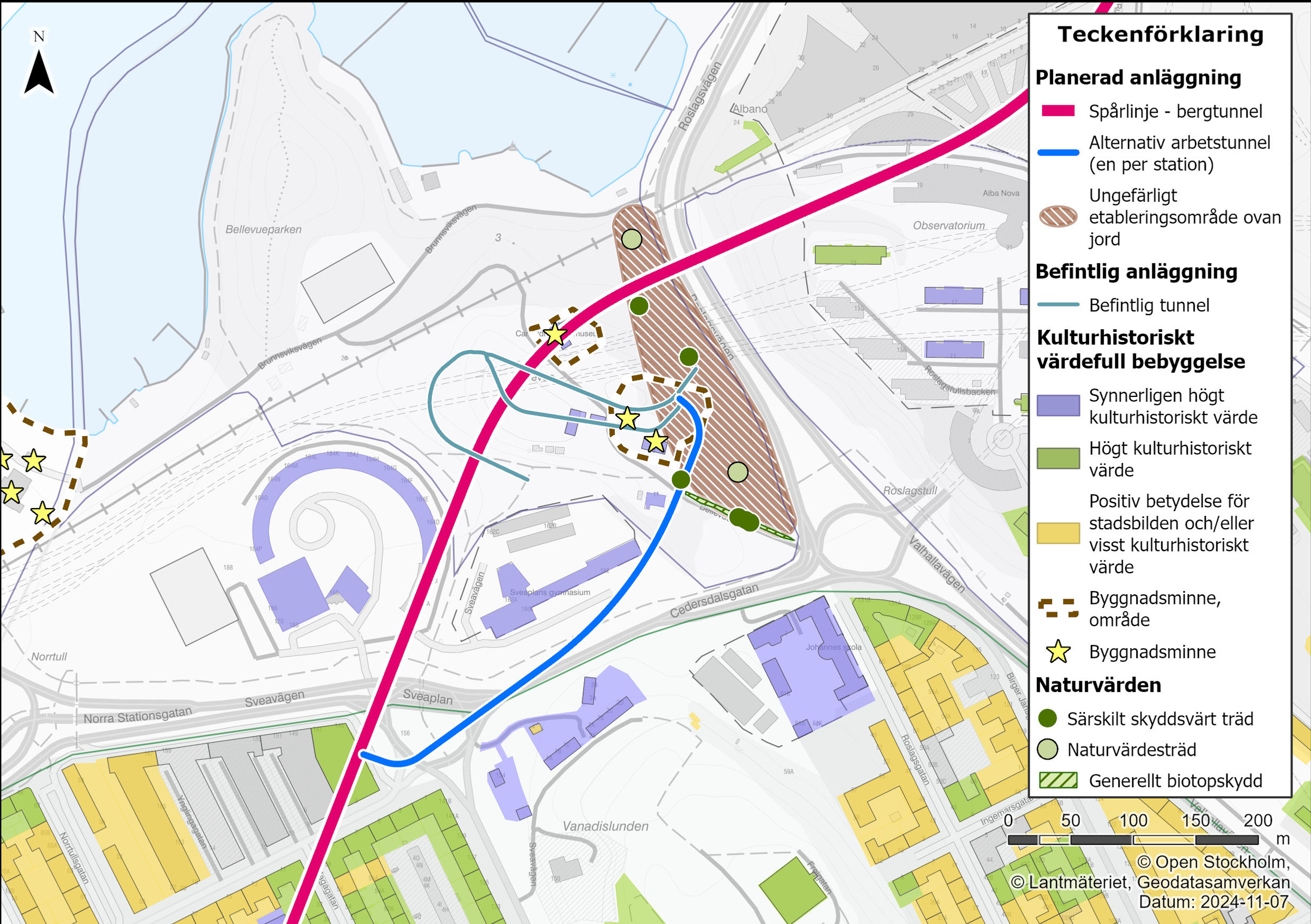 Karta över miljövärden i Bellevueområdet