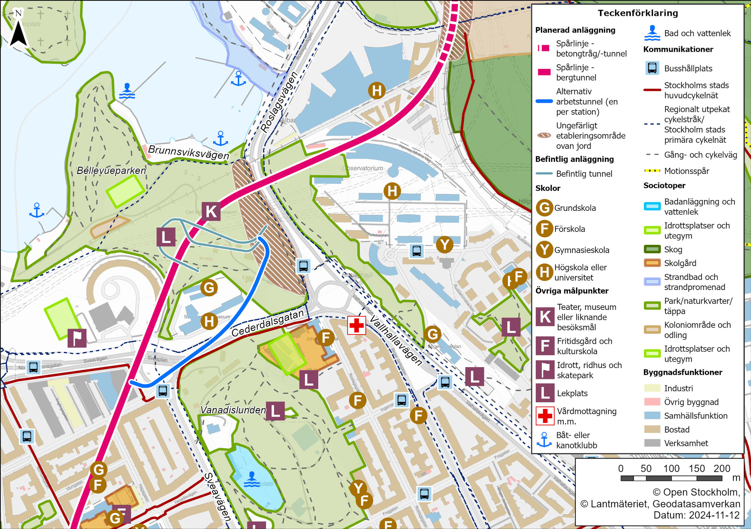 Karta över sociala värden i området kring Bellevue