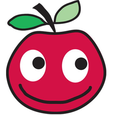 Illustration på ett äpple som är glad