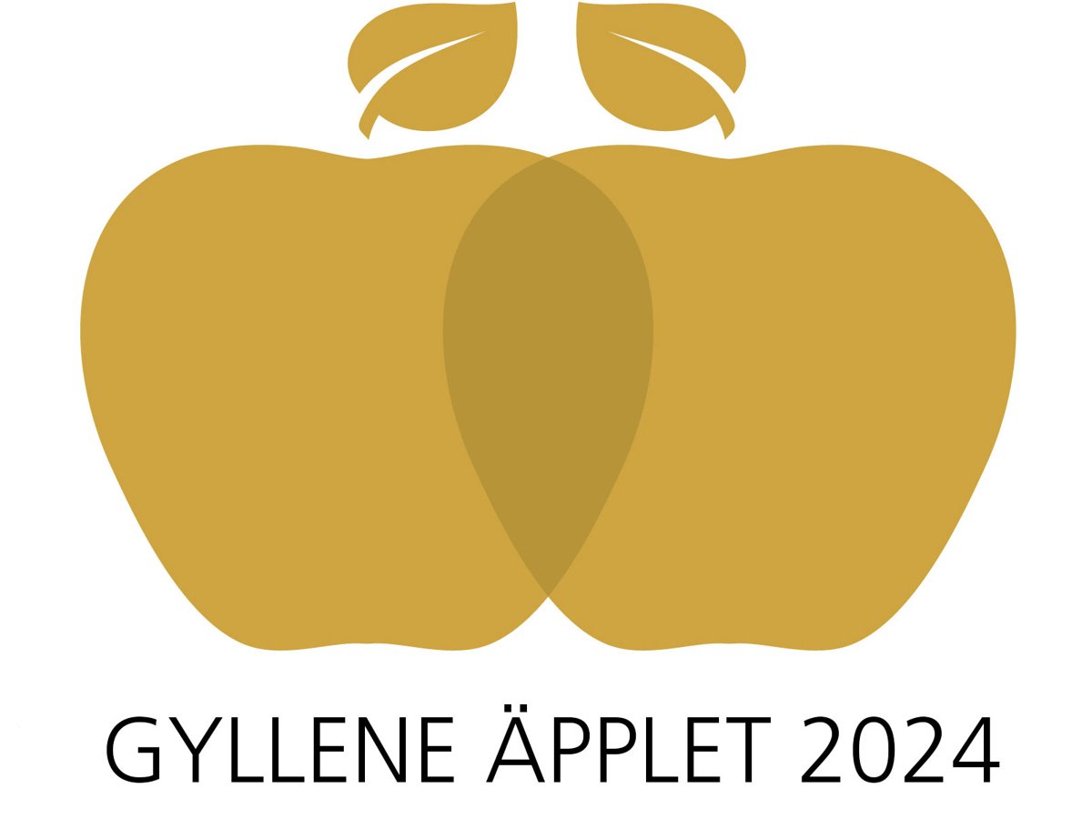 grafisk bild på två äpplen med texten gyllene äpplet 2024