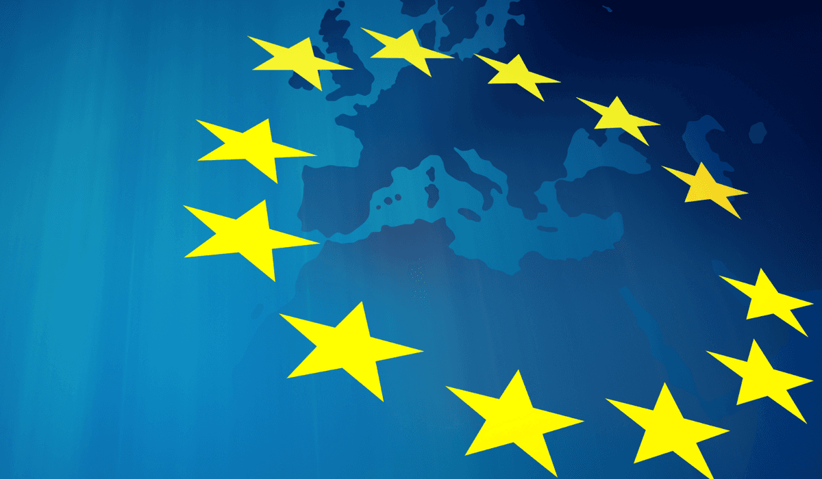 Karta över EU med gula unionsstjärnorna