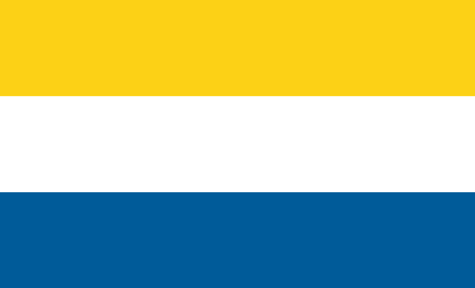 Tornedalens flagga, den har tre streck i följande ordning: Gul, vit och blått